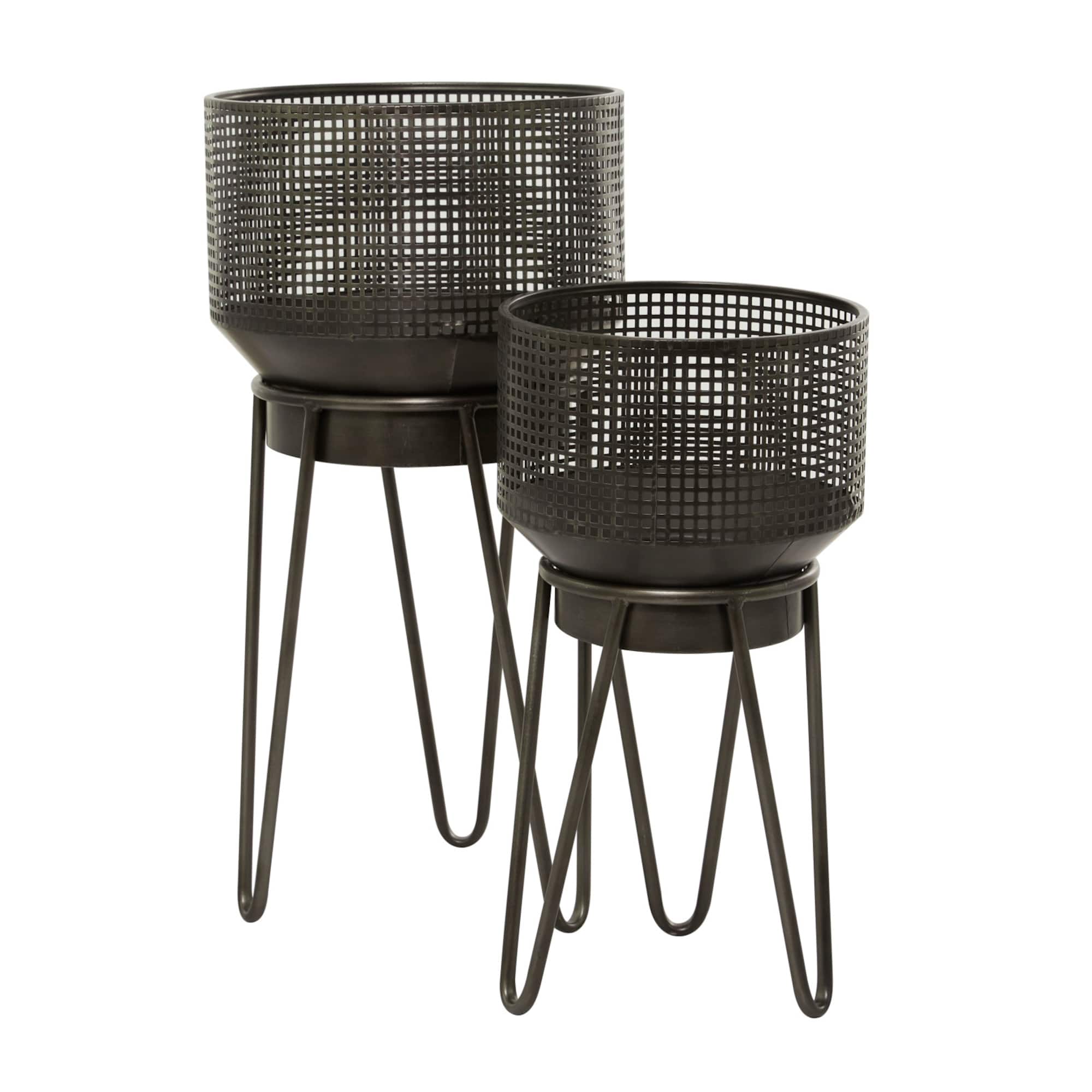 Black Metal Modern Planter Set